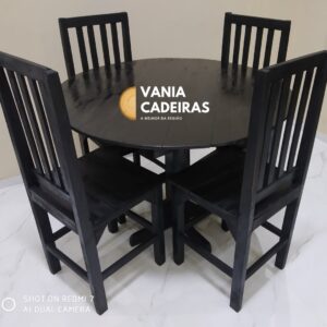 Conjunto Mesa Redonda 1m com 4 Cadeiras
