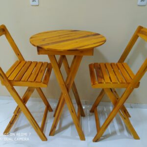 Conjunto Bistrô Dobrável de Madeira 60cm
